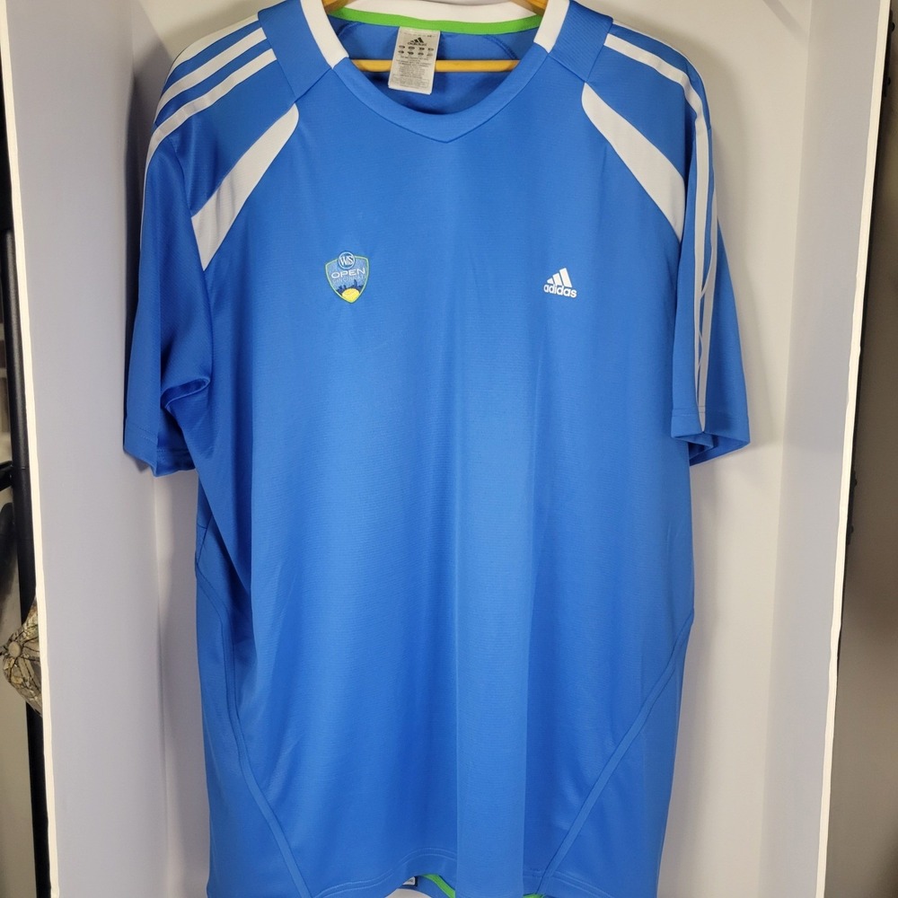 Adidas Mens 2XL Blue ClimaCool W&S Open Cincinnati Tennis Athletic Shirt